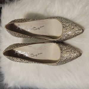 Alice and Olivia Gold Crystal Heels